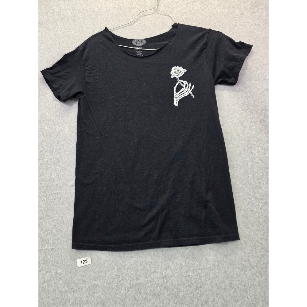 Know Bad Daze‎ Trust No One Skeleton Rose Graphic T-Shirt Black Mens Small